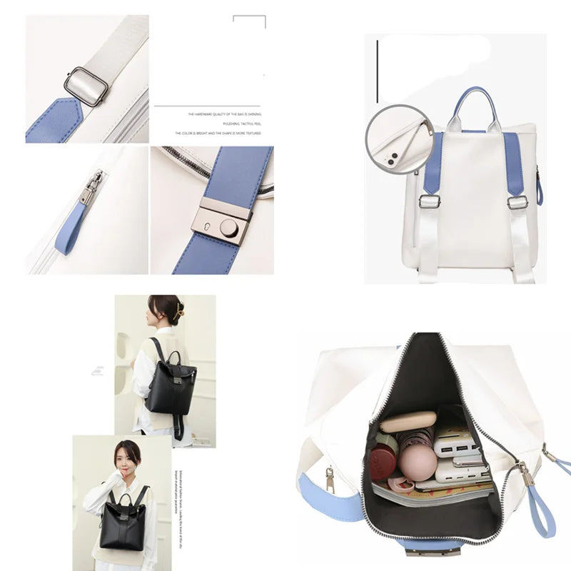 Vintage Women's PU Leather Backpack High Bagpack Rucksack