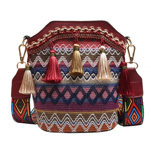 Vintage National Women's Crossbody Bag Handwoven Tassel Ethnic Bag