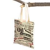 Vintage Newspaper Travel Women Shoulder Bags Canvas Lady Handbags