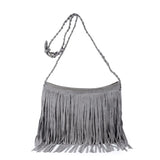 Vintage Fringe Messenger Bag Solid Zipper Shoulder Bag