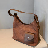 Vintage Nubuck Leather Shoulder Bags for Women Large Capacity Commute Handbags