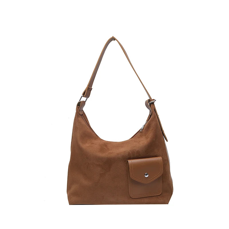 Vintage Nubuck Leather Shoulder Bags for Women Large Capacity Commute Handbags