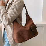 Vintage Nubuck Leather Shoulder Bags for Women Large Capacity Commute Handbags