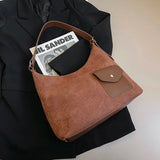 Vintage Nubuck Leather Shoulder Bags for Women Large Capacity Commute Handbags