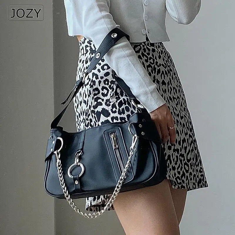 Vintage Nylon Chain Crossbody Bag Women