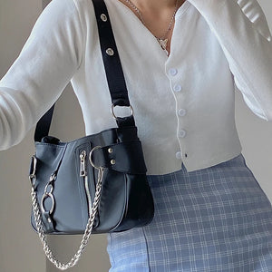 Vintage Nylon Chain Crossbody Bag Women Sport Shoulder Messenger