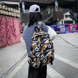 Vintage Nylon Football Print Backpack Large Capacity Travel Backpacks