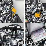 Vintage Nylon Football Print Backpack Large Capacity Travel Backpacks