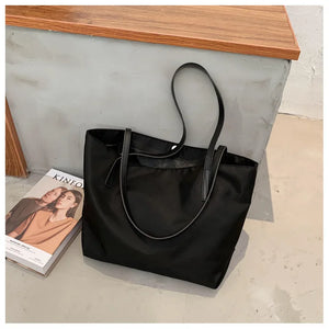 Vintage Nylon Large Capacity Shoulder Bag for Women Lightweight Shopping Handbag