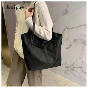 Vintage Nylon Large Capacity Shoulder Bag for Women Lightweight Shopping Handbag