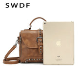 Vintage Oil Leather Handbags Women Bags Crossbody Bags for Women Hot Rivet Small