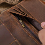 Vintage Oil Leather Men Long Wallet Money Purses Male Wallet Clutch