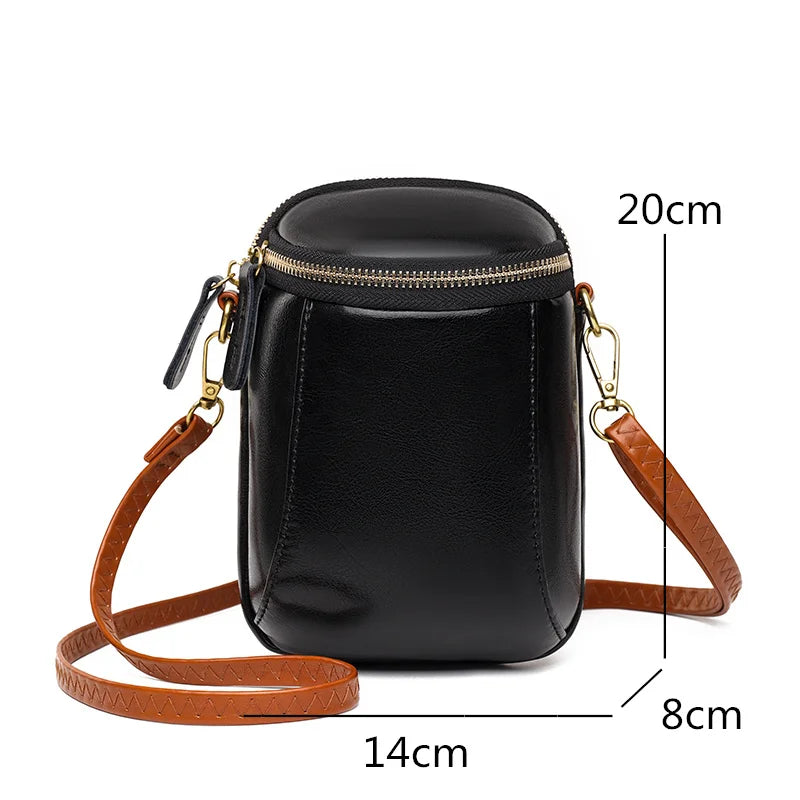 Vintage Oil Wax Leather Crossbody Bag for Women