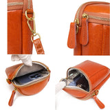 Vintage Oil Wax Cow Leather Shoulder Crossbody Bag for Women