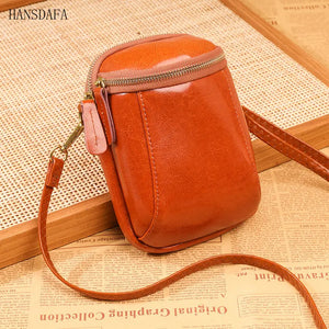 Vintage Oil Wax Leather Crossbody Bag for Women