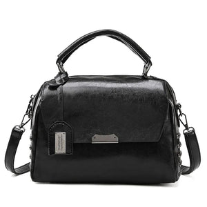 Vintage Oil Wax Leather Solid Flap Handbags Women Bags Ladies Crossbody Bags