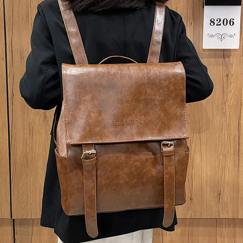 Vintage Oil Wax Leather Women Backpack School Backpack