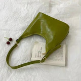 Vintage Oil Wax Leather Women Underarm Bags Solid Ladies Square Shoulder Bag