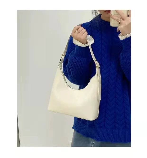 Vintage Oil Wax Leather Women Underarm Bags Solid Ladies Square Shoulder Bag