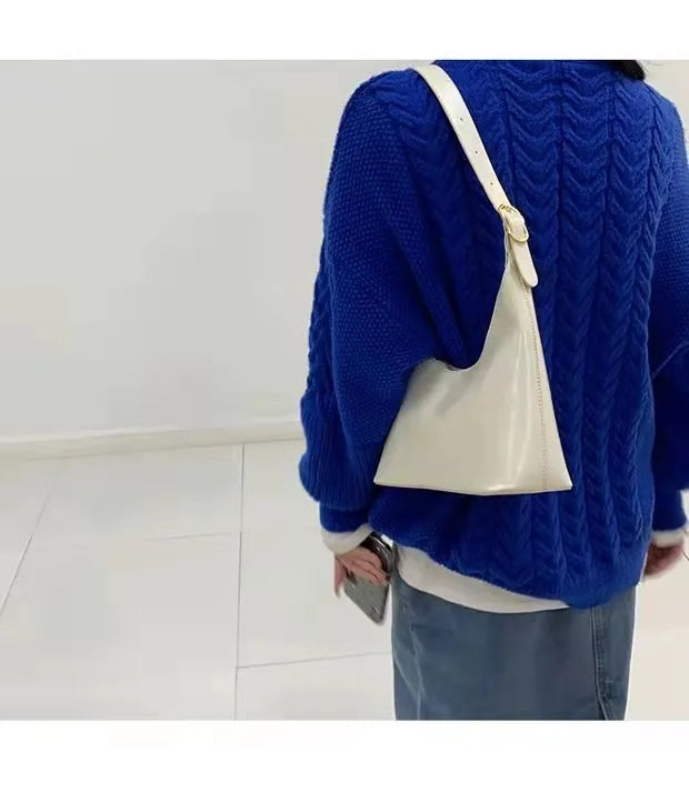 Vintage Oil Wax Leather Women Underarm Bags Solid Ladies Square Shoulder Bag