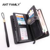 Vintage Oil Wax Leather Women Wallet Female Leather Purse Clutch Long Wallet