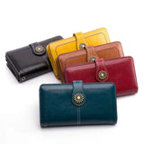 Vintage Oil Wax Leather Women Wallet Female Leather Purse Clutch Long Wallet