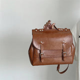 Vintage Oil Wax Leather Women's Briefcase Handbags
