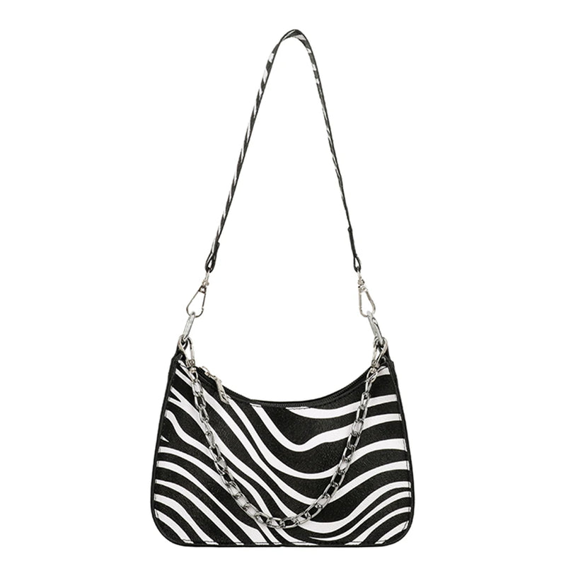 Vintage PU Animal Pattern Small Shoulder Bag Women Chain Handbags