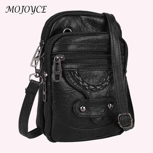 Vintage PU Crossbody Bag Soft Leather Female Shoulder Tote Retro Zipper