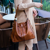 Vintage PU Leather Crossbody Bag Women's Shoulder Bag Top-handle Totes Bag