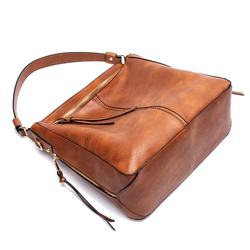 Vintage PU Leather Crossbody Bag Women's Shoulder Bag Top-handle Totes Bag