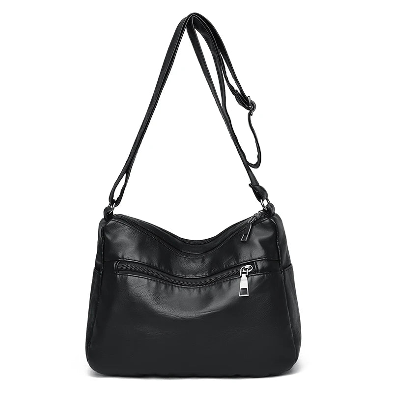 Vintage PU Leather Crossbody Bag Women's Bag Solid Shoulder Handbags