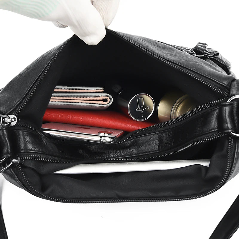 Vintage PU Leather Crossbody Bag Women's Bag Solid Shoulder Handbags