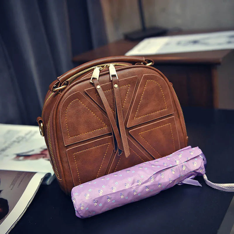 Vintage PU Leather Handbag for Women Girl Shell Messenger Bags