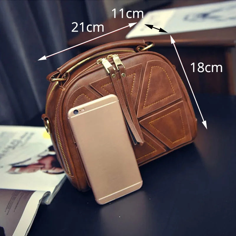 Vintage PU Leather Handbag for Women Girl Shell Messenger Bags