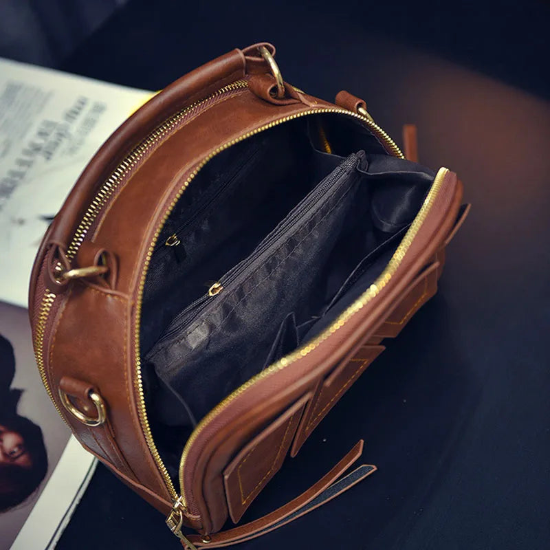 Vintage PU Leather Handbag for Women Girl Shell Messenger Bags