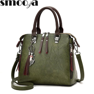 Vintage PU Leather Tassel Handbag Crossbody Shoulder Bag