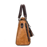 Vintage PU Leather Tassel Handbag Crossbody Shoulder Bag