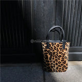 Vintage PU Leather Ladies Clutch Purse Handbags Leopard Mini Bucket Bag
