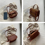 Vintage PU Leather Messenger Crossbody Bags for Women Travel Totes