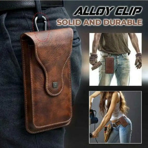 Vintage PU Leather Phone Bag Outdoor Sport Waist Bag Protective Case