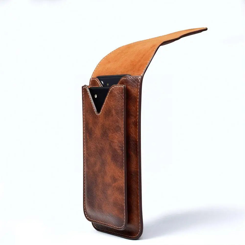 Vintage PU Leather Phone Bag Outdoor Sport Waist Bag Protective Case