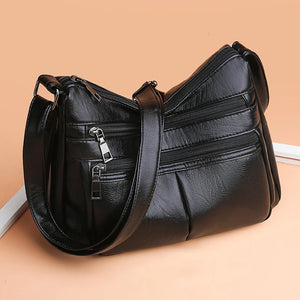 Vintage Leather Shoulder Bag Women Large Tote Handbag
