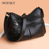 Vintage PU Leather Shoulder Bag Women Large Capacity Tote Handbag Multi-pocket