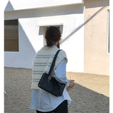 Vintage PU Leather Shoulder Bags for Women Texture Underarm Zipper Handbags OL