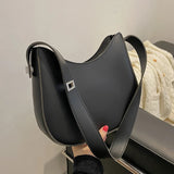 Vintage PU Leather Shoulder Half Moon Bag for Women