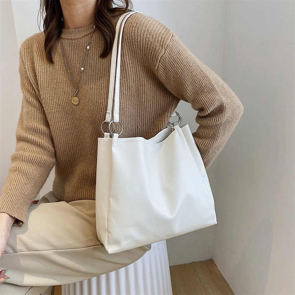 Vintage PU Leather Shoulder Shopping Bag Female Women Solid Durable Handbag