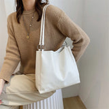 Vintage PU Leather Shoulder Shopping Bag Female Women Solid Durable Handbag