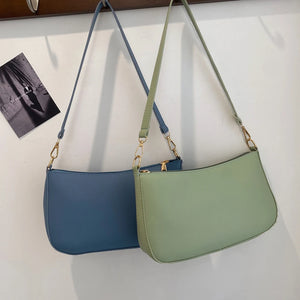 Vintage PU Leather Shoulder Bag Women Solid Handbags