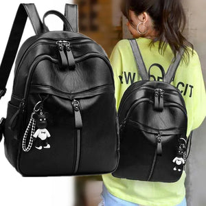 Vintage PU Leather Travel Women Backpack Student School Bags